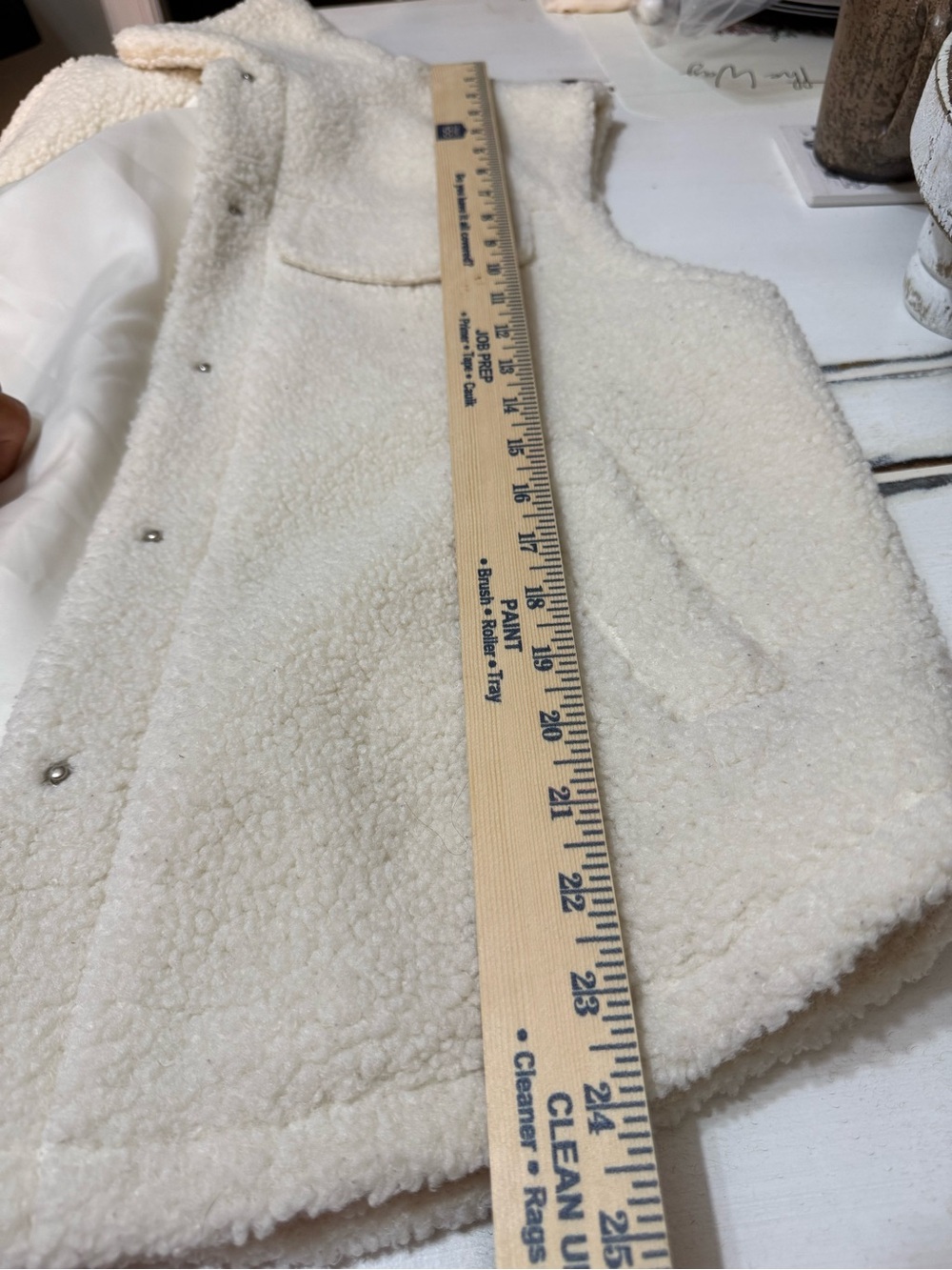 Lumière Ivory Sherpa Teddy Vest Snap Front Cozy Fleece Pocket Shacket Size M - Picture 10 of 11